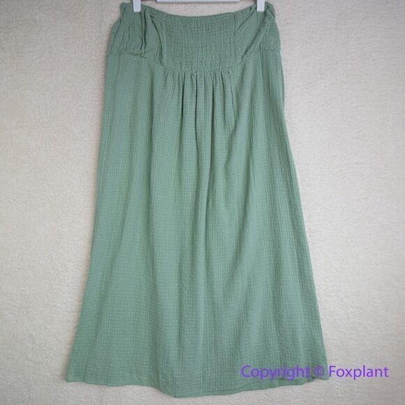Free People - Light Green - Full Length Maxi Linen Skirt - Elastic Waist - - Picture 8 of 13
